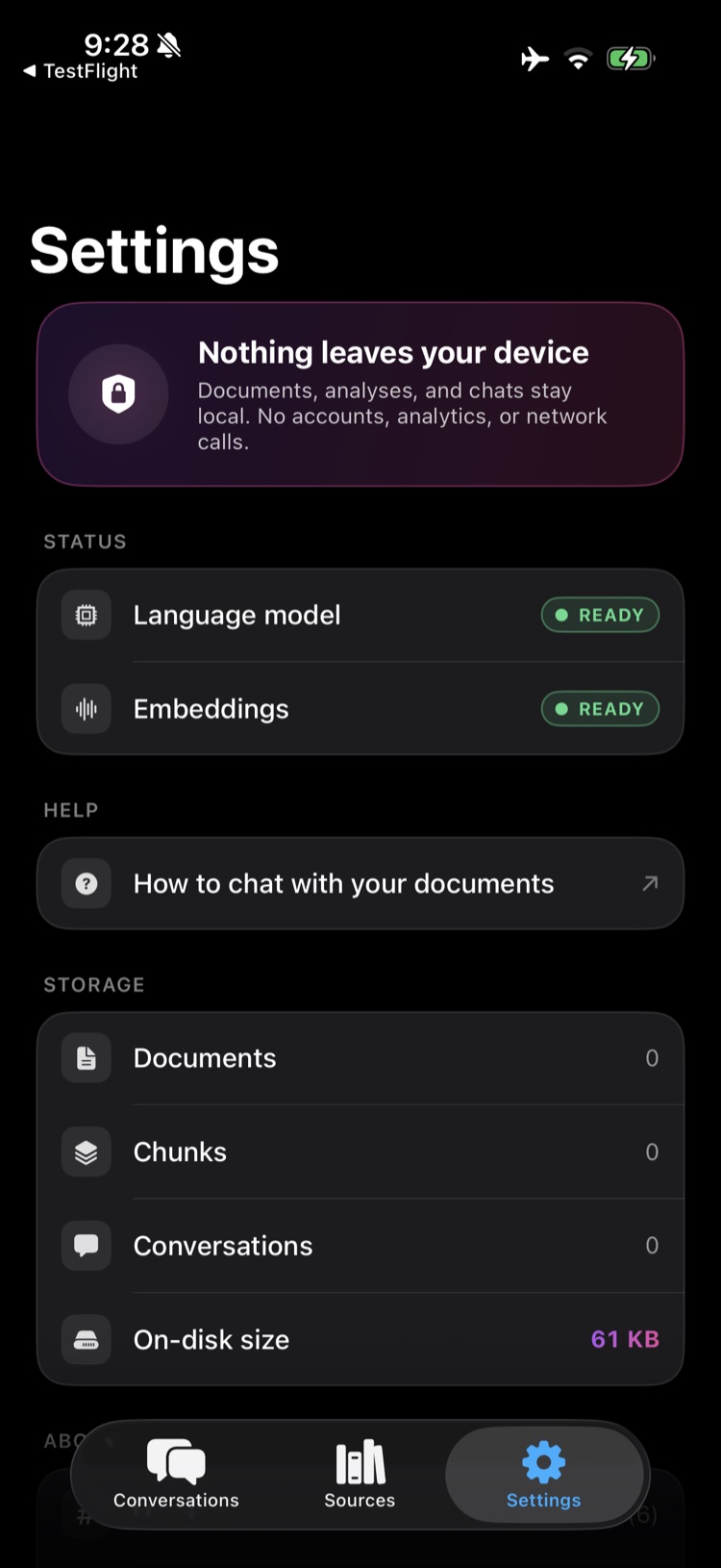 WhattaRAG settings screen